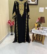 Black  Aari & Stone Gold Work stitched Georgette Designed Kaftan Party Wear
