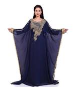 Navy-Blue Zari & Stone Gold Work stitched Georgette Designed Kaftan Party Wear