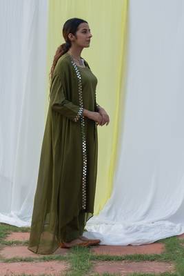 Cape suit - olive green suit set 1