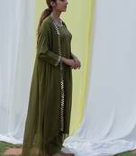 Cape suit - olive green suit set