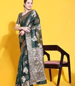 Just Fashion  Organza And  Zari Work Sarees With Blouse Attached
