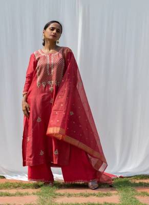 Raj - coral red suit set 1