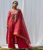 Raj - coral red suit set