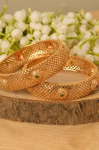 Elegant Gold-Plated Kada Bangles - Set of 2