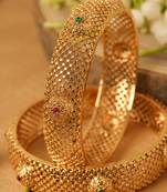 Elegant Gold-Plated Kada Bangles - Set of 2
