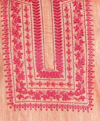 Orange Floral Embroidery Work Cotton Straight Kurta Set 9