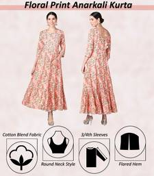 Pink Embroidery With Floral Printed Work Rayon Anarkali Kurta