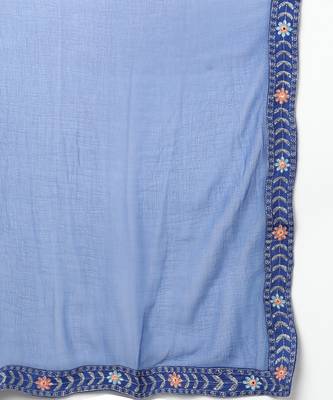 Blue Floral Embroidery work rayon Straight Kurta Set 7