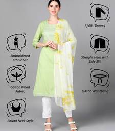 Yellow Floral Embroidery Work rayon Straight kurta set