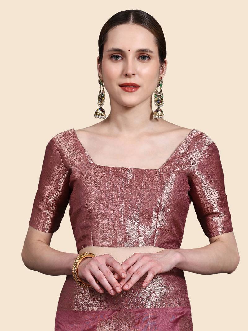 Just Fashion  Organza And  Zari Work Sarees With Blouse Attached