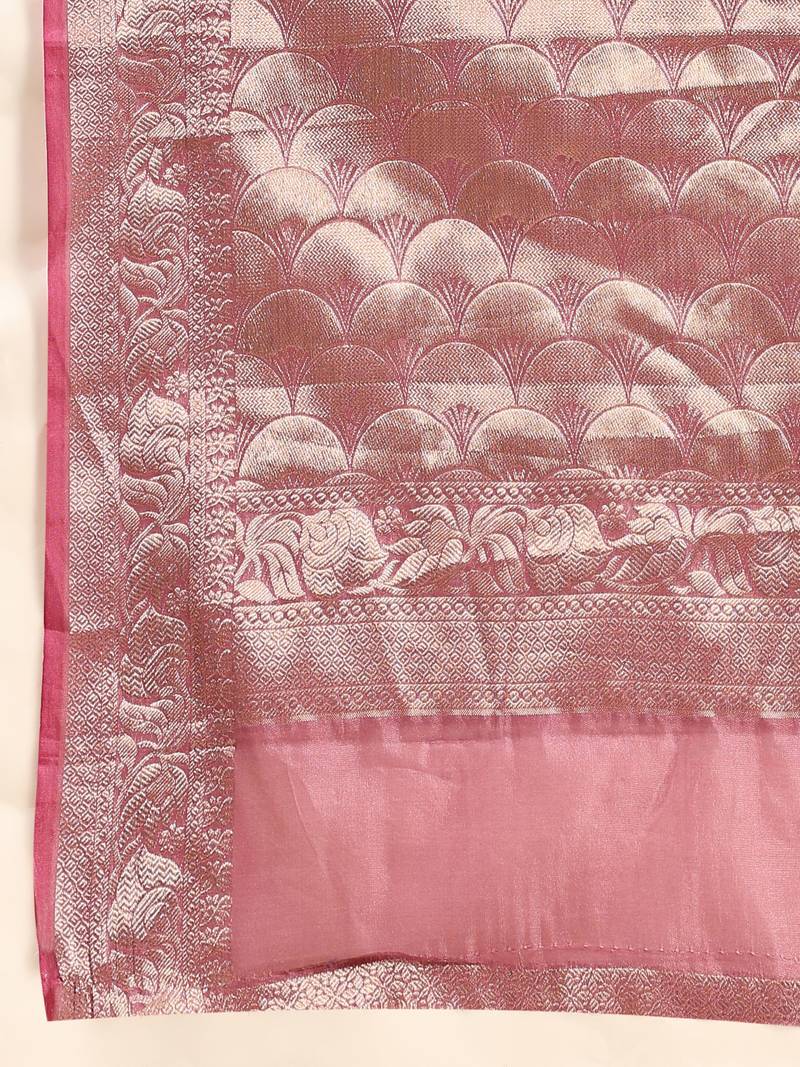 Just Fashion  Organza And  Zari Work Sarees With Blouse Attached