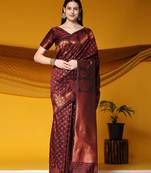 Just Fashion  Art Silk And  Zari Work Sarees With Blouse Attached