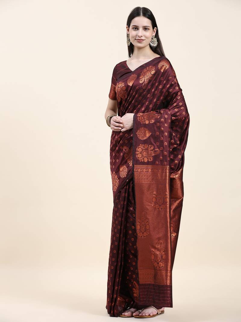 Just Fashion  Art Silk And  Zari Work Sarees With Blouse Attached