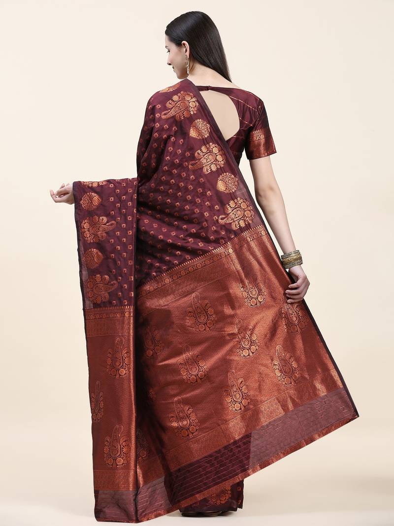 Just Fashion  Art Silk And  Zari Work Sarees With Blouse Attached