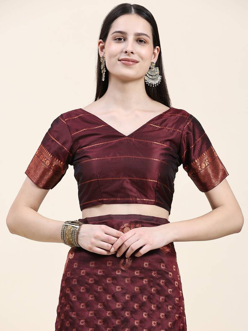 Just Fashion  Art Silk And  Zari Work Sarees With Blouse Attached