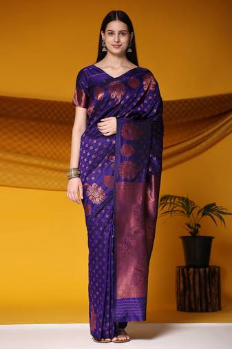 Just Fashion  Art Silk And  Zari Work Sarees With Blouse Attached