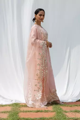 Rajshree - nude pink suit set stitched