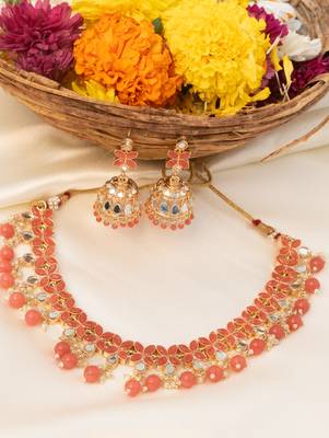 Pink Stone Studded Necklace Set for Festive and Bridal Elegance 1
