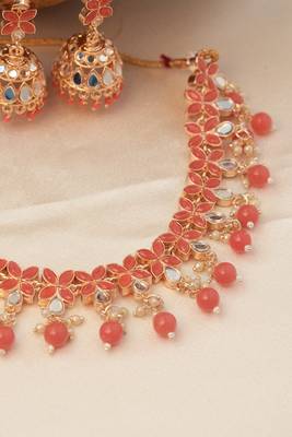 Pink Stone Studded Necklace Set for Festive and Bridal Elegance 2