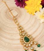Traditional Kundan Maang Tikka in Green