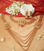 Gold-Plated Long and Choker Necklace Set with Earrings