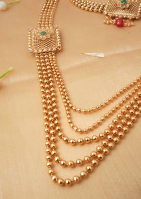 Gold-Plated Long and Choker Necklace Set with Earrings 2