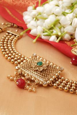 Gold-Plated Long and Choker Necklace Set with Earrings 3