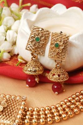 Gold-Plated Long and Choker Necklace Set with Earrings 4