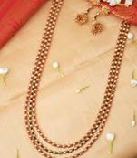 Traditional 3-Layer Necklace Set with Gold Pleated Beads and Vibrant Gemstones
