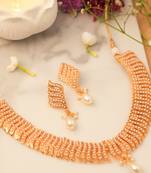 Gold-Plated White Pearl Choker Necklace Set