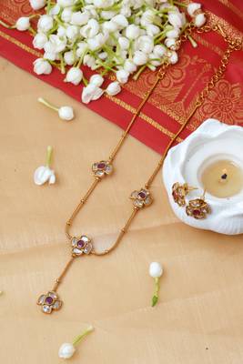 Gold Plated-Plated Minimal Flower String Delicate Jewellery Set For Women 1
