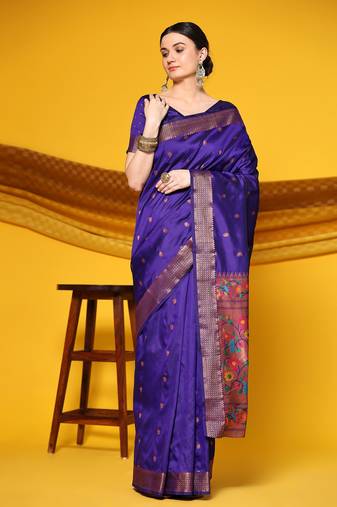 JUST FASHION  ART SILK AND  ZARI WORK SAREES With Blouse Attached