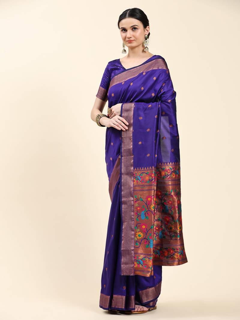 JUST FASHION  ART SILK AND  ZARI WORK SAREES With Blouse Attached