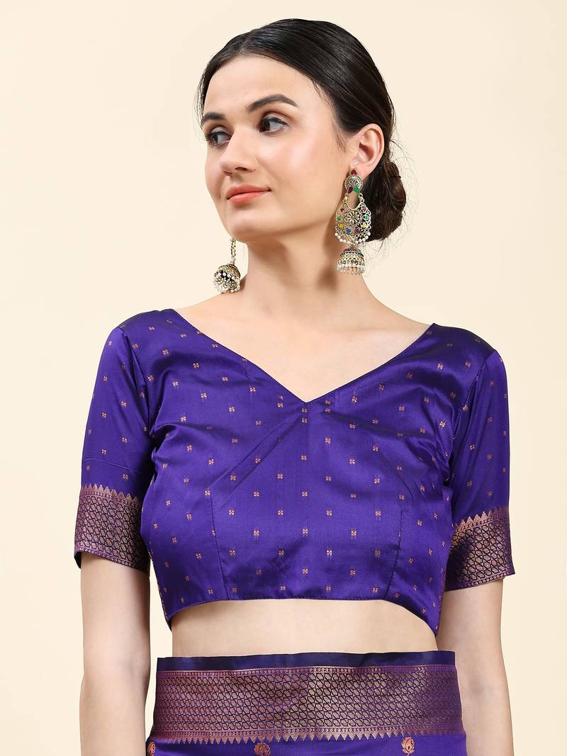 JUST FASHION  ART SILK AND  ZARI WORK SAREES With Blouse Attached