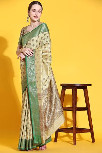 Just Fashion  Art Silk And  Zari Work Sarees With Blouse Attached