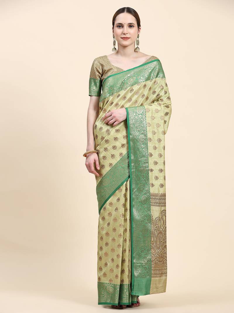 Just Fashion  Art Silk And  Zari Work Sarees With Blouse Attached