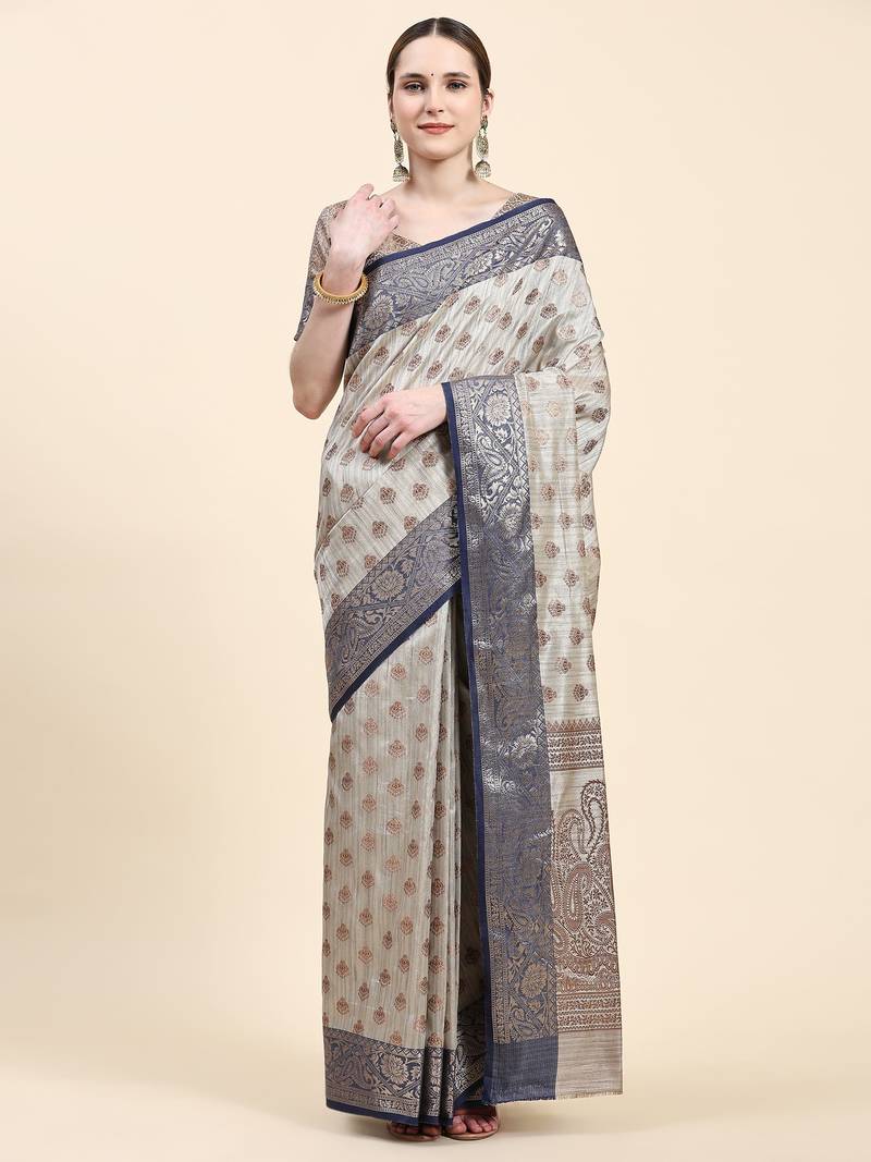 Just Fashion  Art Silk And  Zari Work Sarees With Blouse Attached