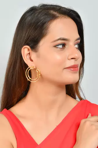 Gold plated vaani half hoop earrings