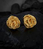 Wire mesh rose stud earrings