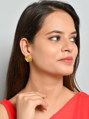 Wire mesh rose stud earrings 2
