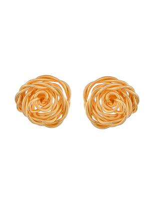Wire mesh rose stud earrings 3