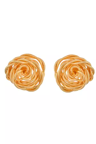 Wire mesh rose stud earrings