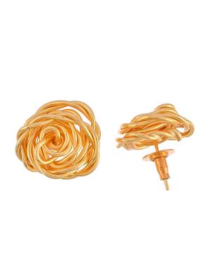 Wire mesh rose stud earrings 4