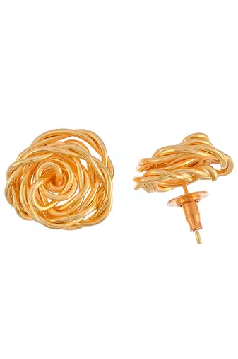 Wire mesh rose stud earrings