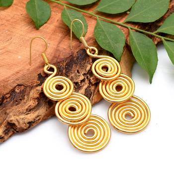 Gold plated handcrafted dangle earring 1