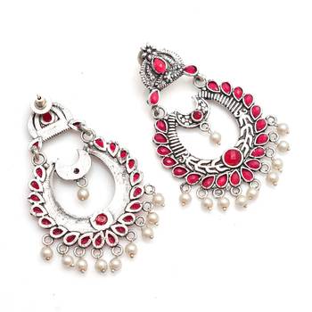Oxidised silver plated dangle earring 2