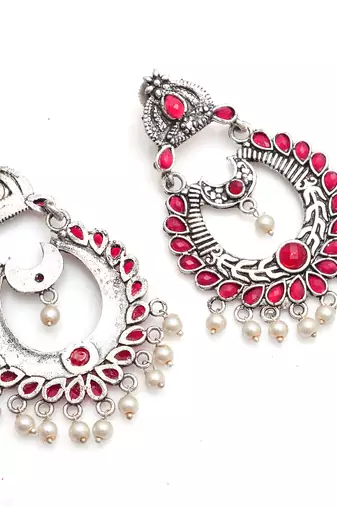 Oxidised silver plated dangle earring