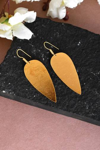 Gold plated contemporary leaf earrings