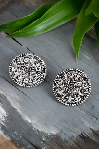 Disc traditional oxidised earrings