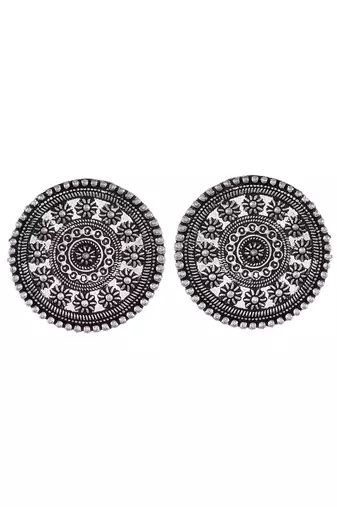Disc traditional oxidised earrings